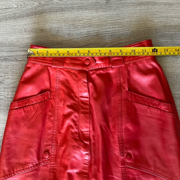 Red Leather Laurel Skirt Sz 36 Made In Germany fits Like 2-4 See Measurements - Picture 4 of 10